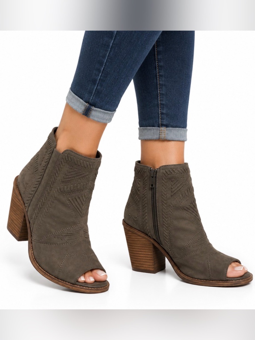 Vince Camuto Open-Toe Ankle Booties in Dark Brown